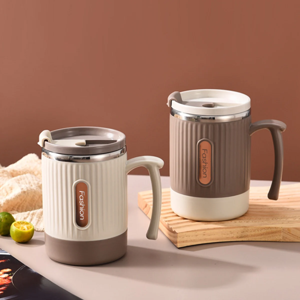 Coffee Cup: 304 Stainless Steel, Portable, with Straw. - Image 2