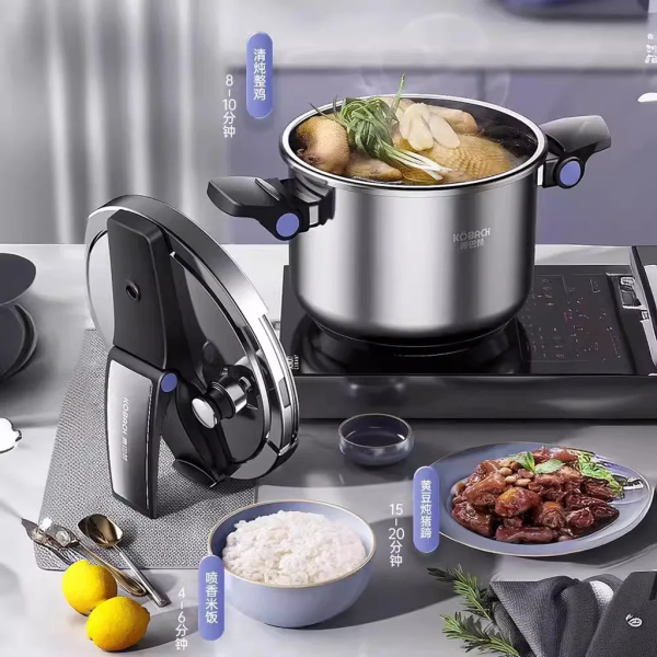 Advanced Pressure Cooker: German, Folding, Upright Lid.