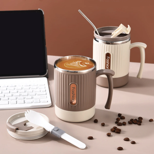 Coffee Cup: 304 Stainless Steel, Portable, with Straw. - Image 3