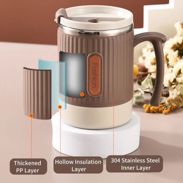 Coffee Cup: 304 Stainless Steel, Portable, with Straw. - Image 4