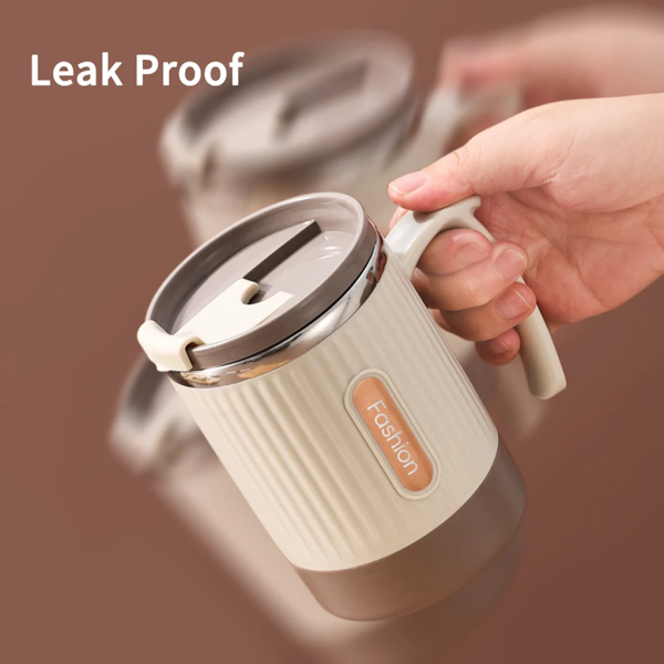 Coffee Cup: 304 Stainless Steel, Portable, with Straw. - Image 5