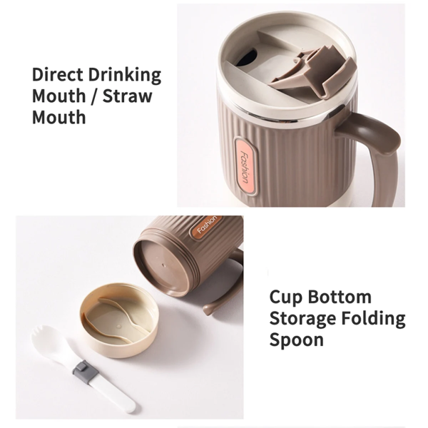 Coffee Cup: 304 Stainless Steel, Portable, with Straw. - Image 6